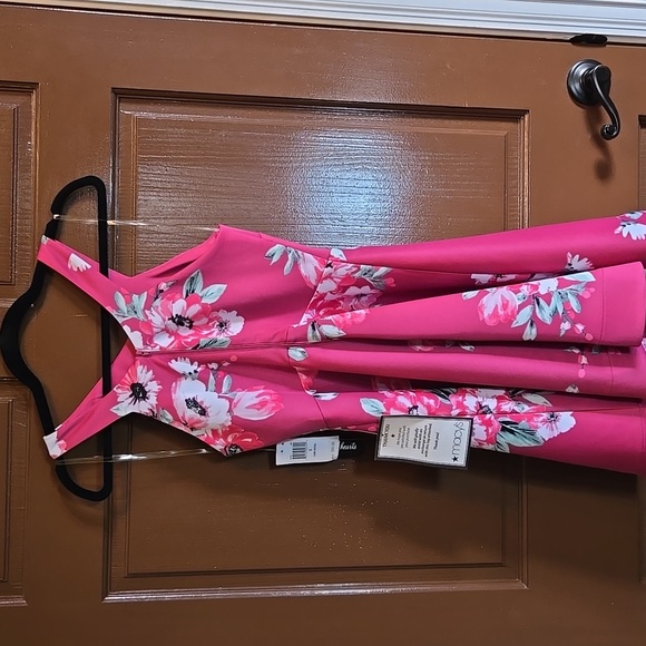 Sequin Hearts-Pink V neck sleeveless floral dress Fit N Flare Sz 3 junior NWT. - Picture 8 of 9